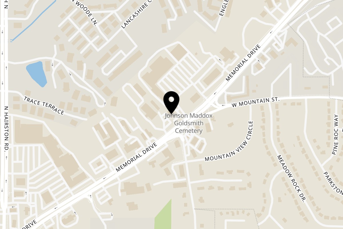 Map showing the location of Duckanoo Grill on 6198 Memorial Drive in Stone Mountain